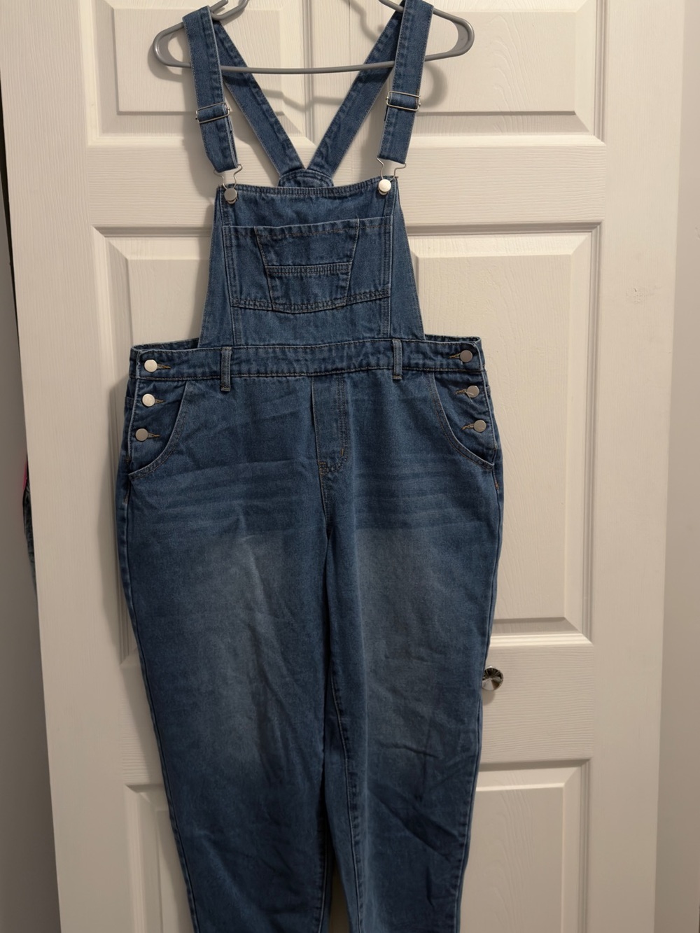 SHEIN Blue Denim Women's Overalls with Front Bib